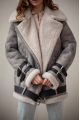 Women's jacket made of natural gray sheepskin in VINTAGE style